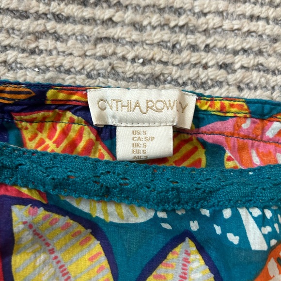 Cynthia Rowley Colorful Tropical Leaf Tank Top Vacation Beach Resort Cotton - Picture 3 of 8